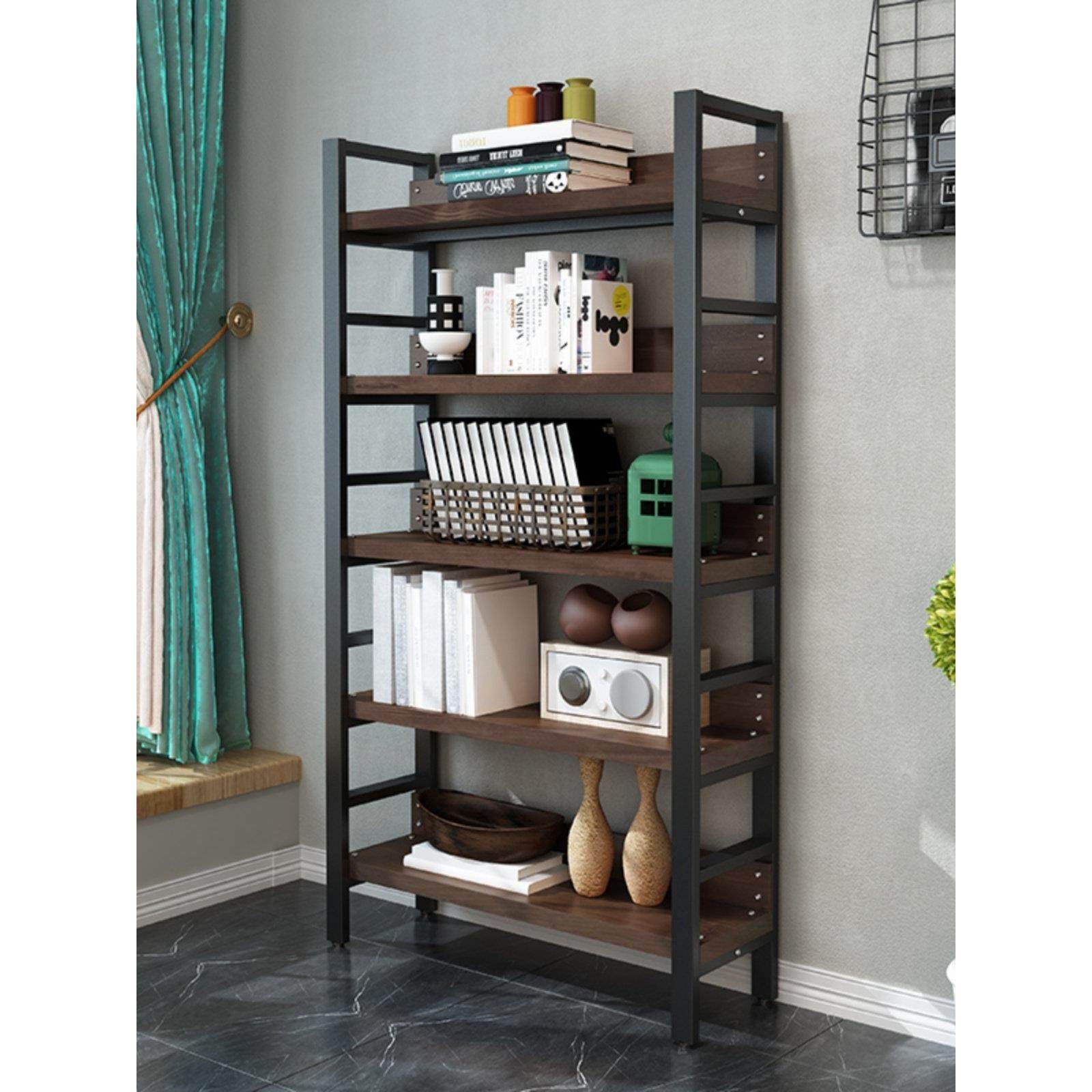简易实木书架置物架落地客厅储物架货架多层组合收纳铁艺简约书柜,住宅家具,书架,淘宝优惠券,粉丝福利购,淘宝优惠卷