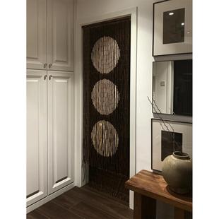 全竹节转运帘玄关屏风隔断门帘做圆形图案竹帘柜子帘卧室帘定制