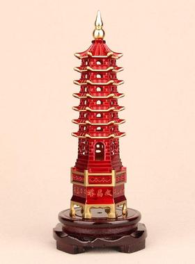 纯铜文昌塔摆件七层九层13十三层红色文昌塔办公书房书桌