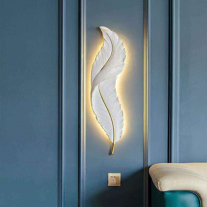 现代简约电视墙床头灯挂墙壁挂式客厅背景墙格栅灯羽毛壁灯led灯