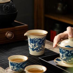 汝窑高端公道杯分茶器茶海功夫茶具陶瓷家用大容量单个复古匀杯