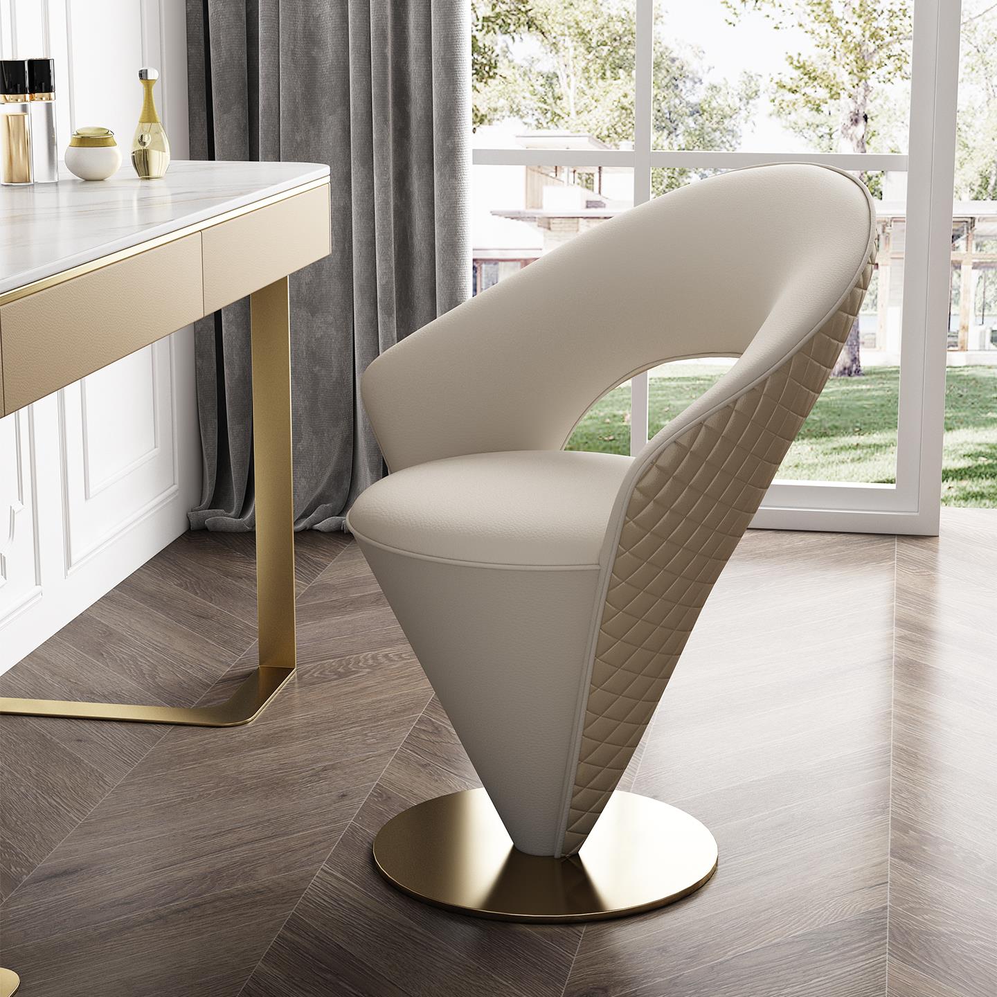 化妆椅化妆台凳可转动轻奢高级感2025新款小众设计师卧室靠背椅子