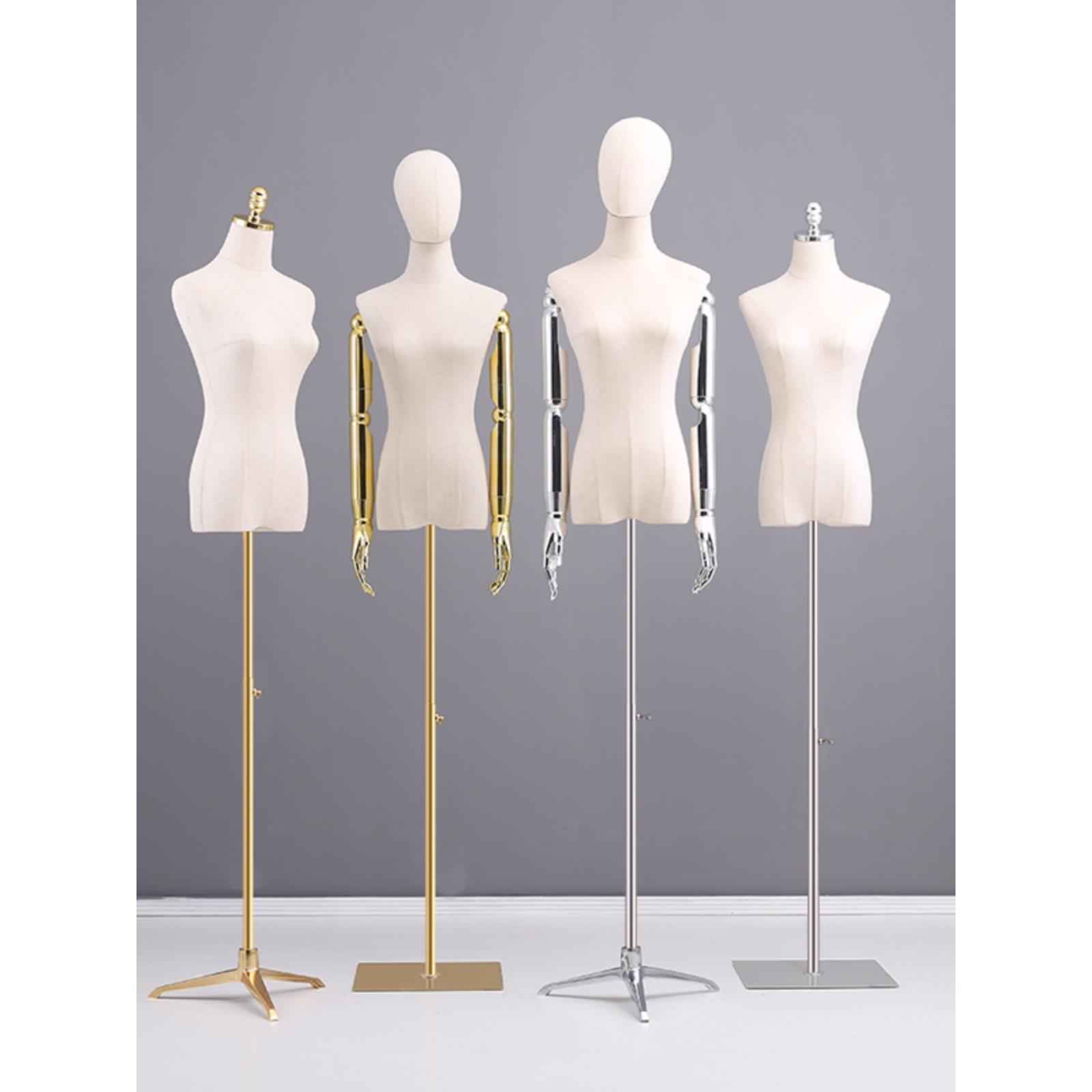 服装店模特道具女金银手人体半身带头人台展示架全身婚纱模特架子