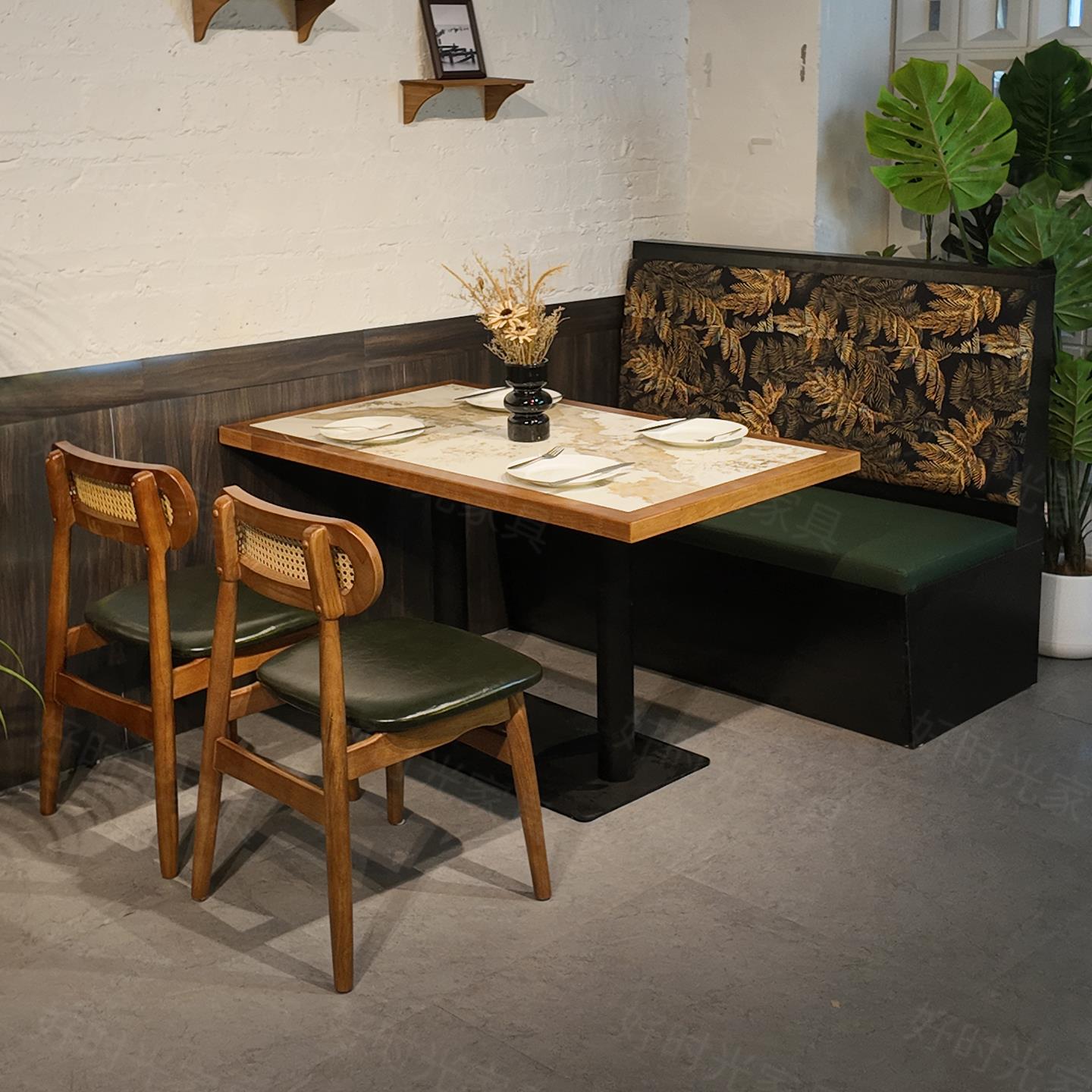 新中式饭店卡座定制茶餐厅沙发西餐厅湘菜馆烤肉火锅店桌椅茶楼