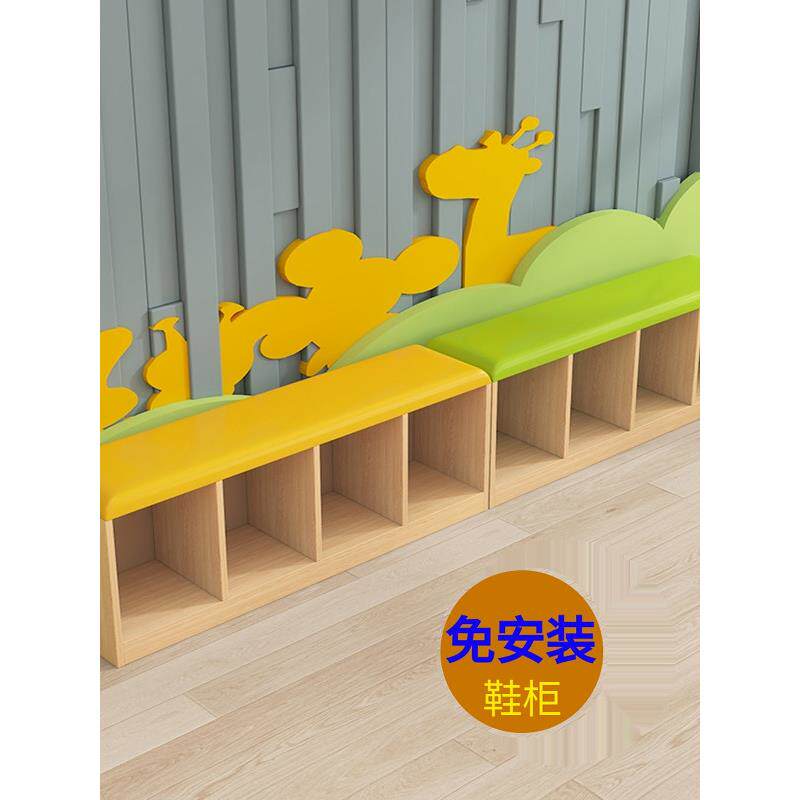 可坐在门上的长换鞋凳，实木凳，幼儿园舞蹈工作室，儿童组合软垫
