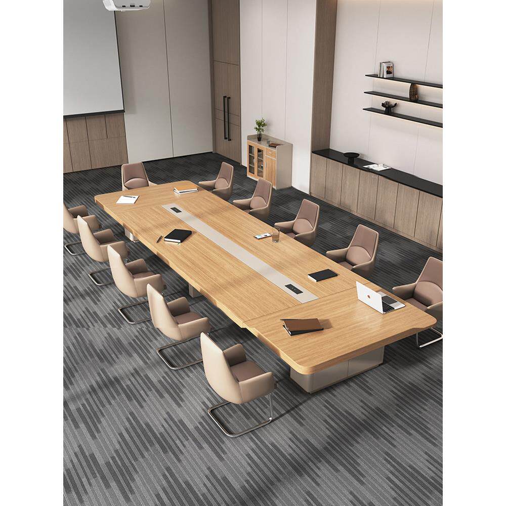 圣黎 大型会议桌办公室洽谈接待桌椅组合烤漆会议桌长桌简约现代