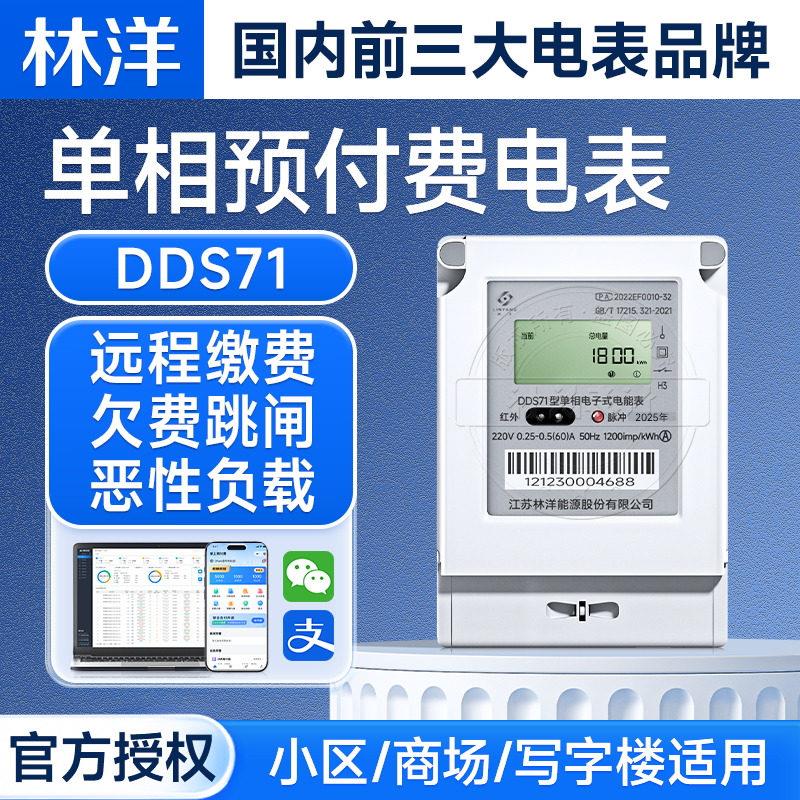 林洋远程预付费智能电表抄表跳合闸手机缴费物业家用单相电表220V