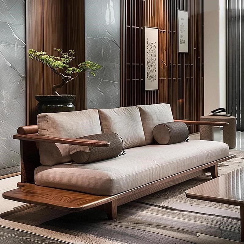 北美黑胡桃白蜡木沙发新中式禅意轻奢布艺酒店P高端办公室直排家