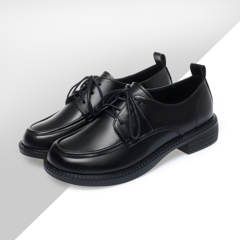 真皮大尺码女鞋子41一43秋款新款脚肥宽胖加大P号单鞋显脚小皮鞋4