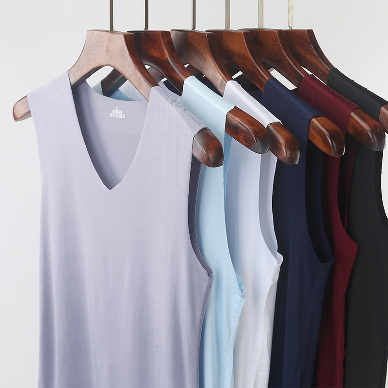夏季无痕速干冰丝背心男装上衣服修身无袖t恤马甲薄款打底衫潮