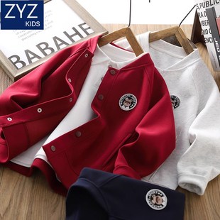 男童春秋时尚外套2025年新款儿童棒球服男孩立领潮酷大童夹克上衣
