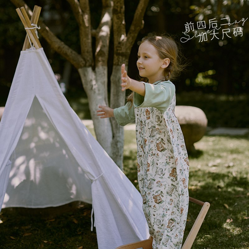 M新品前四后二婴儿睡袋竹棉纱布春夏宝宝分腿防踢被儿童加大尺码