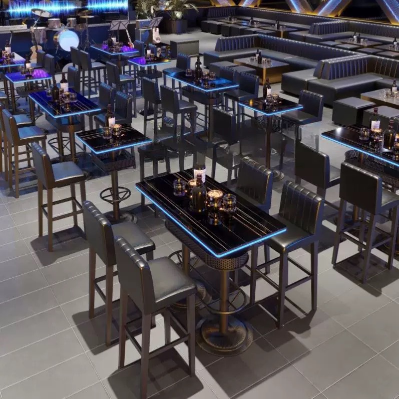 夜场酒馆发光高吧桌椅组合酒吧清吧餐厅烧烤店高吧台吧椅卡座沙发