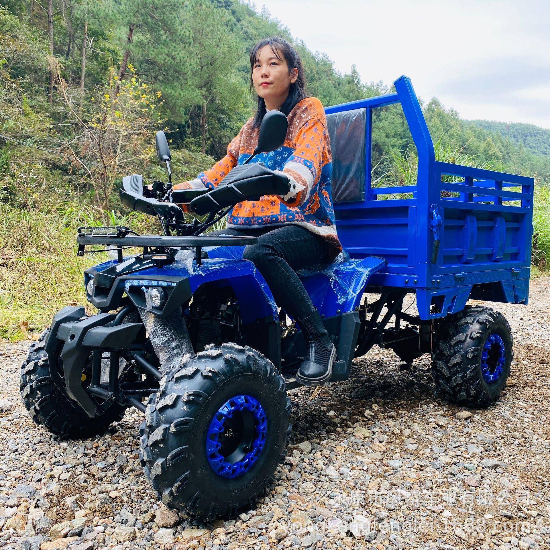 沙滩车四轮越野摩托车燃油小战神全地形ATV山地车农用车带拖斗