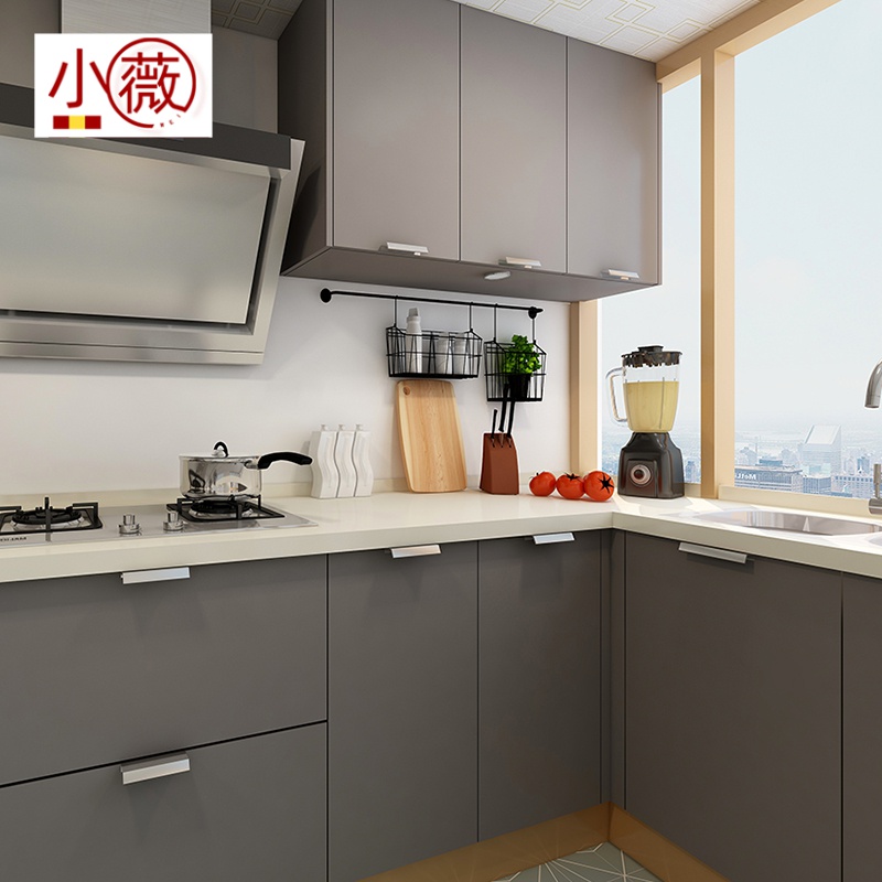 纯色壁纸衣柜子家具翻新墙纸自粘卧室厨房M防油Q贴纸橱柜门墙贴防