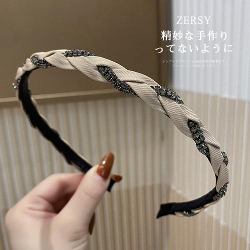 2025网红新款发箍女韩国高级感复古简约水钻麻花头箍发捆发卡头饰