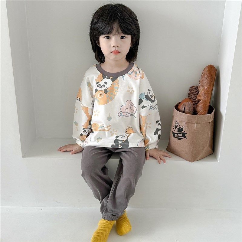 国风儿童睡衣纯棉长袖长裤春秋男女童圆领套装宽松宝宝男孩家居服,童装/婴儿装/亲子装,家居服套装,淘宝优惠券,粉丝福利购,淘宝优惠卷