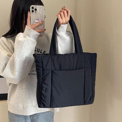 秋冬新款棉服包女大容量时尚纯色韩版单肩包通勤休闲羽绒包腋下包