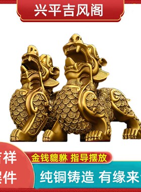 金钱貔貅纯铜大号招财皮丘一对收银台柜台工艺品摆件店铺开业礼品