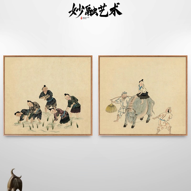 黔苗图苗族人物画少数民族特色民俗画壁画走廊装饰画过道竖版挂画