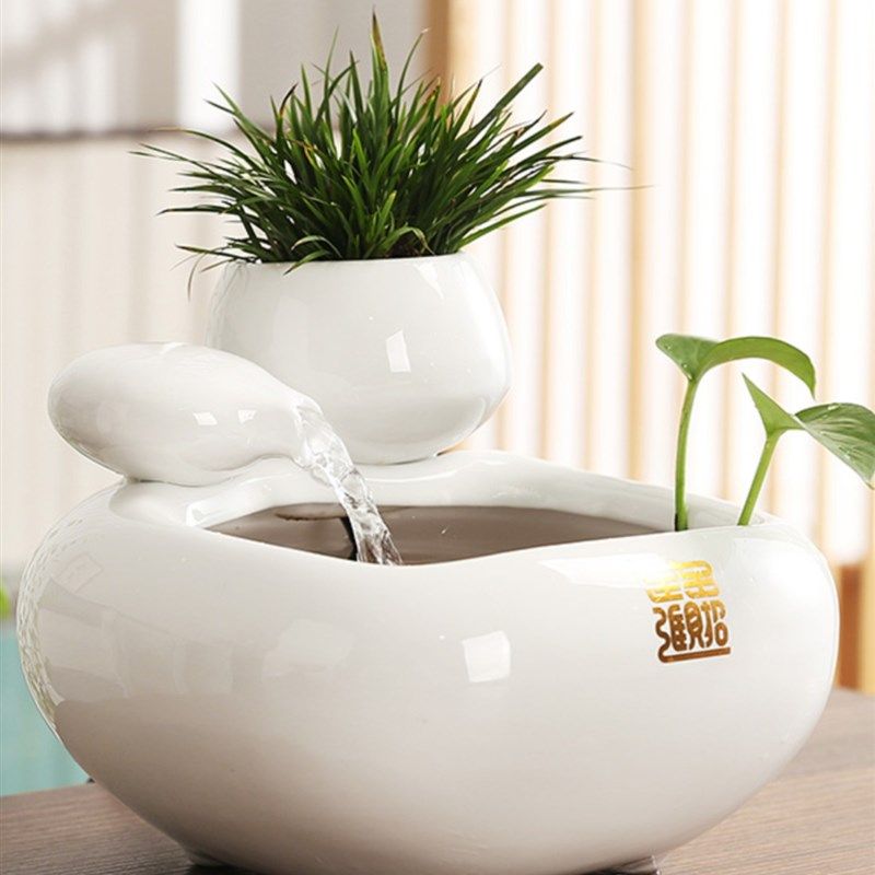 流水器家用循环流水喷泉加湿器客厅桌面I办公室玄关摆件宠物饮水