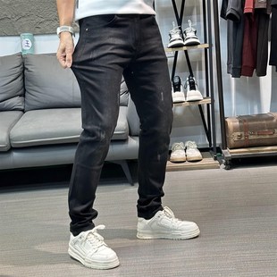 深色牛仔裤 潮流百搭水洗小脚长裤 男士 韩版 子男 潮牌2024新款 秋冬季