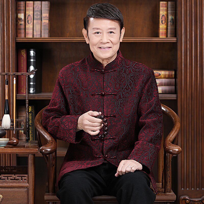 唐装男士爸爸夹克套装中老年爷爷春秋衣服中国风男装老人冬季棉服