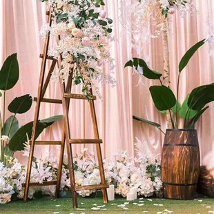 户外木头a拱门森系婚庆道具人字梯实木小楼梯花架复古楼梯