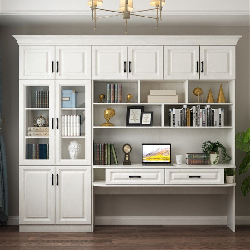 电脑台式桌学生简易实木书桌书架一体卓卧室桌子写字台家用办公桌