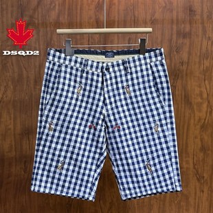 夏季 薄款 休闲五分裤 2025新款 5分中裤 男士 男款 子纯棉 刺绣格子短裤