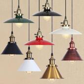 单头饭厅小吊灯覆古个性 简约铁艺loft黑色锅盖灯罩工业风格 吸顶灯