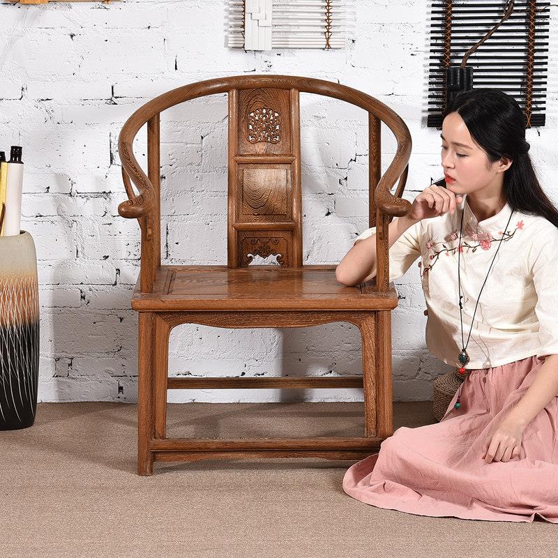 中式红木太师椅 鸡翅木圈椅实木仿古休闲椅 明禧名居榫卯结构家具