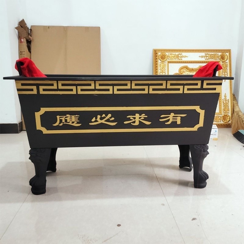 寺庙铸铁镀锌版合制香炉祠堂道观长方形烧插香焚纸炉家用四方炉鼎