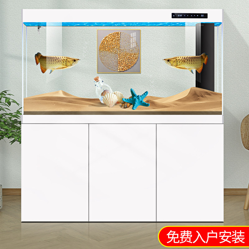 鱼缸底滤家用客厅2026新款落地龙鱼缸大型超白生态隔断屏风水族箱