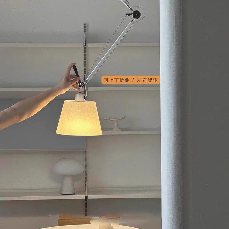 北欧摇臂创意餐厅卧室书房设计师长杆摇臂伸缩可调节移位折叠吊灯