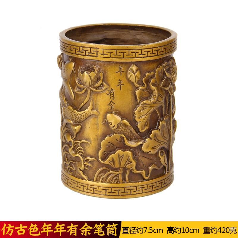 铜梅兰竹菊笔筒 铜花笔铸造浮雕金筒铜马笔筒铜龙 笔筒荷铜蝉笔筒
