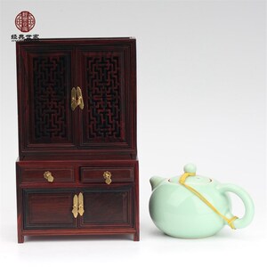 红木微型家具酸枝木高低橱柜明清微缩小家具模型红木橱柜