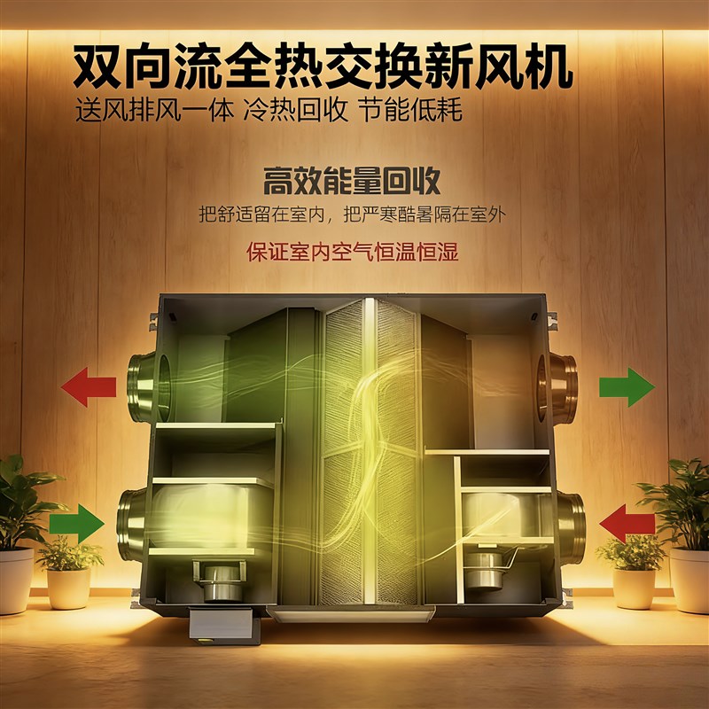家用新风系统超静音全热交换新风机双向流送排风一体式净化机商用