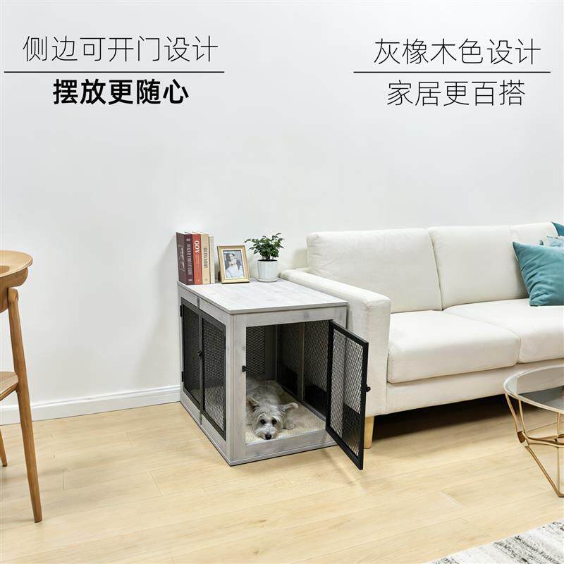 实木狗笼室内小中大型犬带厕所定制木质侧开门家具狗窝新型高颜值