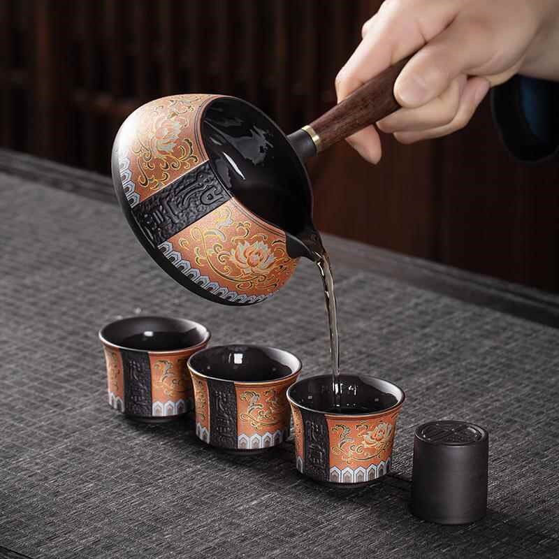 景德镇茶具2023新款紫砂缠枝莲功夫茶具套装家用宜兴泡茶壶茶杯子