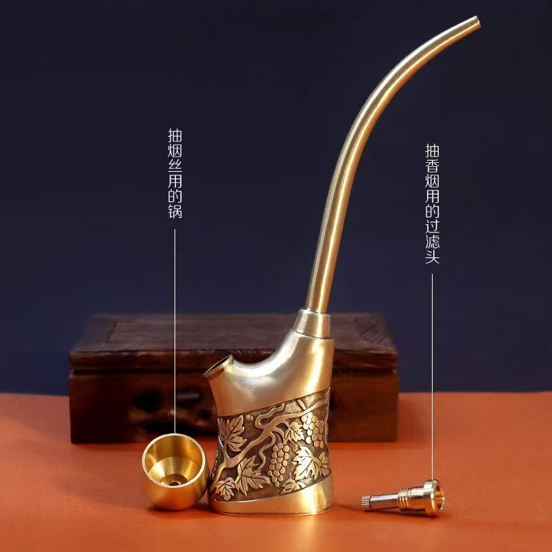 纯铜耐用加厚粗中细烟水烟壶旱烟壶多用壶大锅口烟斗水烟袋锅烟筒