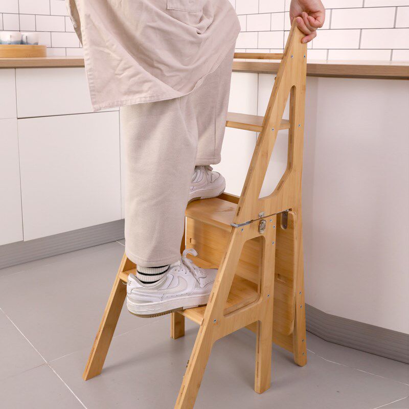 楠竹梯椅两用多功能折叠梯子椅子凳子二合一四层步梯家用登高小梯