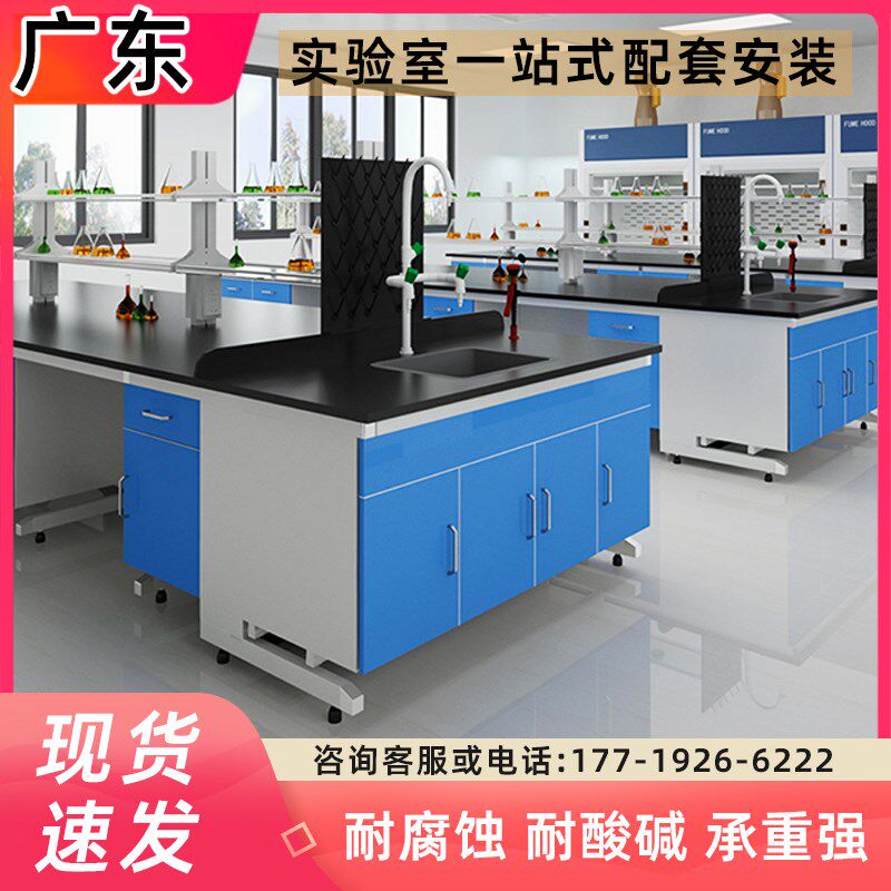 广东全钢实验室工作台化学试验桌钢木实验台中央pp试剂架通风橱柜
