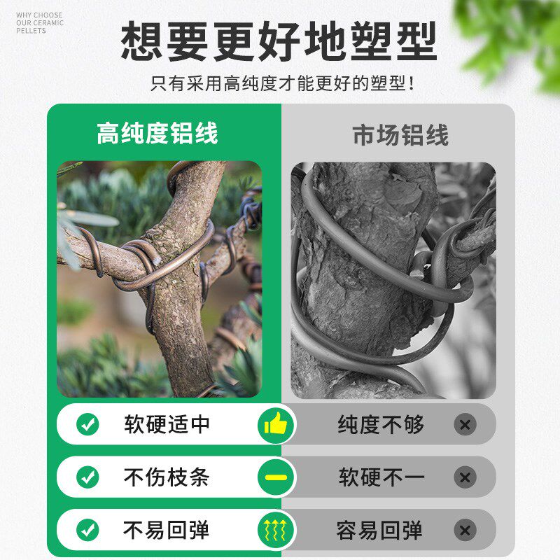 盆景造型专用铝丝铝线蟠扎定型绑花盆栽园艺铝条花艺制作黑铝丝线