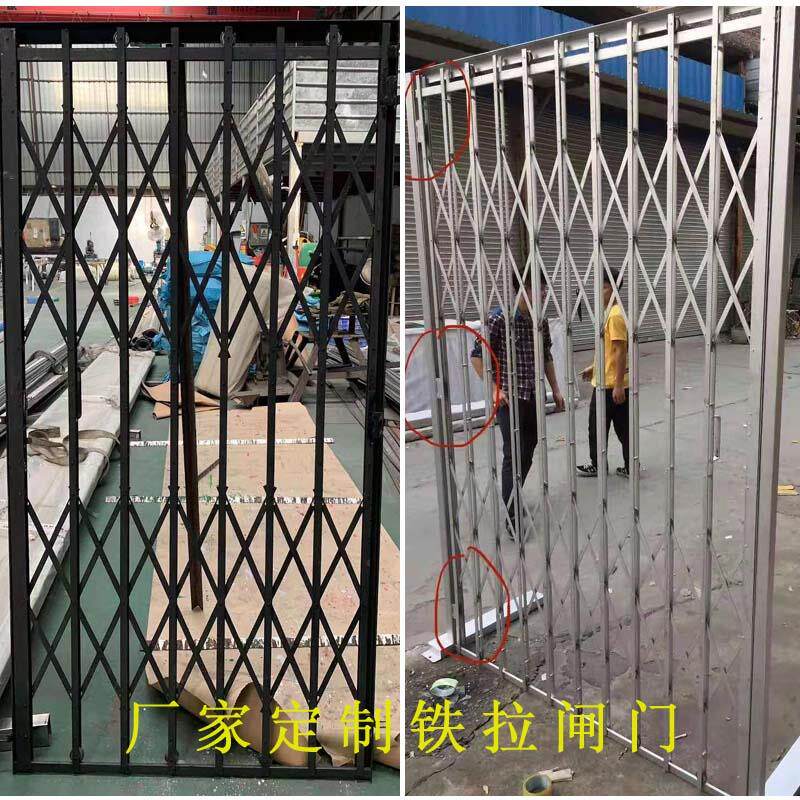 实芯扁铁拉闸门老款旧式折叠推拉铁门定制覆古装饰商铺家用防盗门