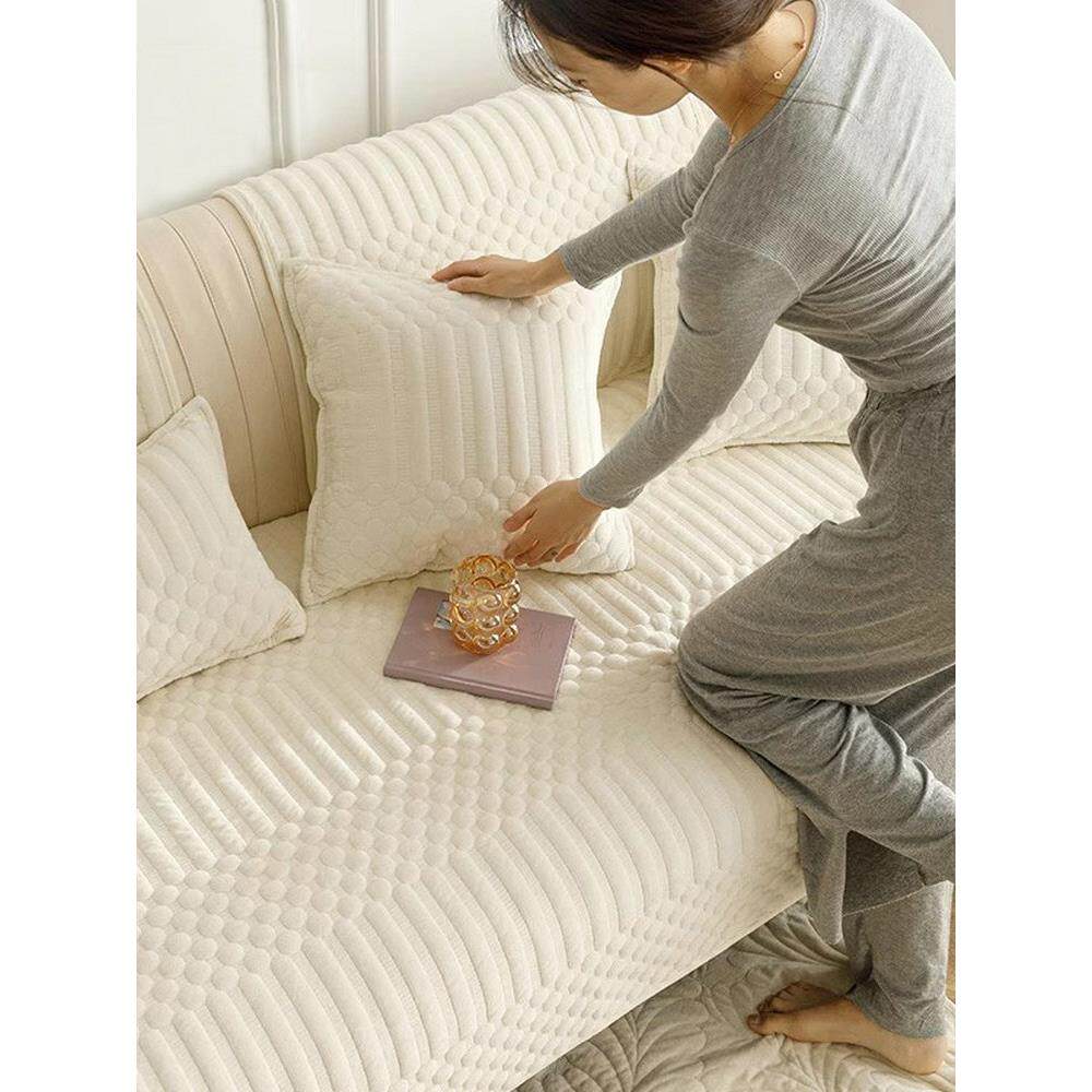 厚毛绒沙发垫冬季保暖防滑沙发毛巾套布覆古高端坐垫可定制尺寸