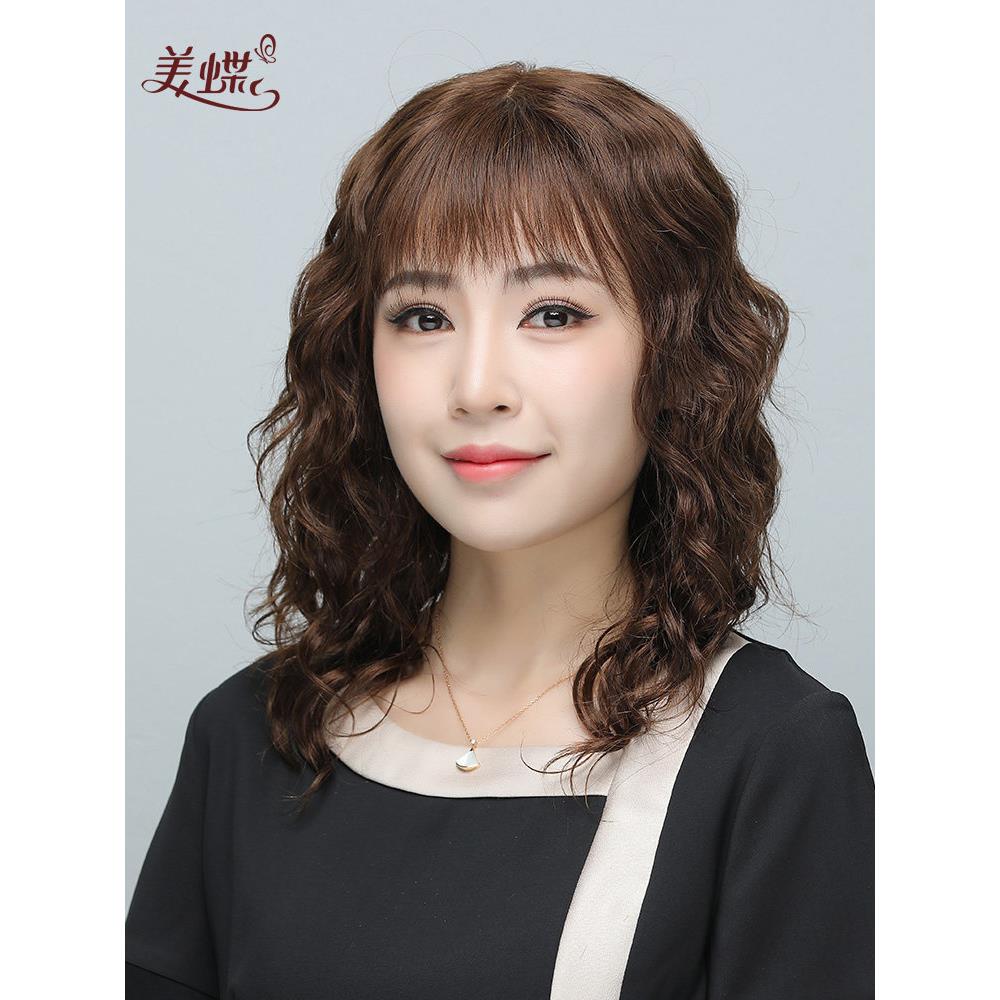 假发女长发卷发全头套式自然头发中老年女士妈妈发套真发全真人发