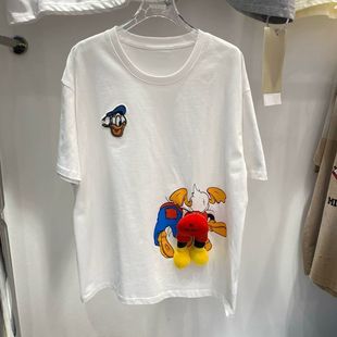 T恤立体卡通玩偶宽松百搭上衣ins 唐老鸭印花纯棉短袖 2025夏季 新款