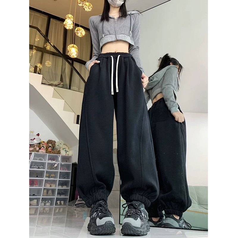 时尚休闲加绒裤子女秋冬款加厚保休闲裤