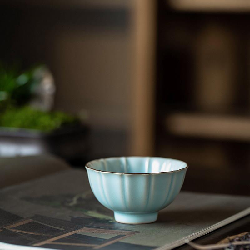 汝窑天青陶瓷茶杯个人专用杯主人杯功夫茶具喝茶杯子茶盏中式茶杯